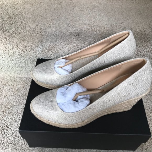 New J. Crew Espadrille Gold Shimmer Wedges 7